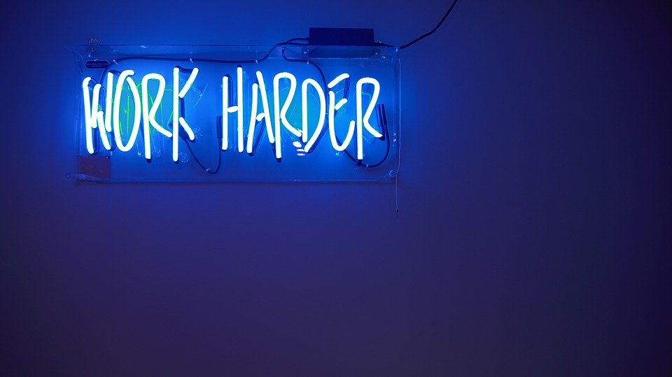 Work Harder Blue Motivation Neon - Free photo on Pixabay